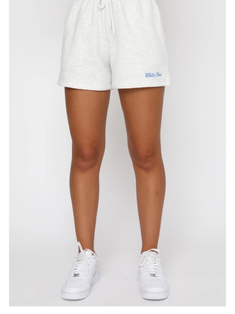 White Fox Boutique Sweatshirt & Shorts Set, Grey Marle/Blue, Size Small - Picture 3 of 4